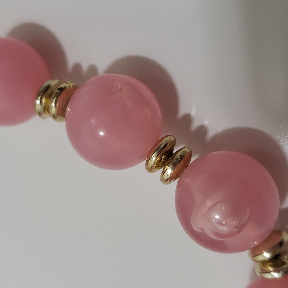 Vintage Lucite Pink Beaded Necklace - Picture 2 of 5
